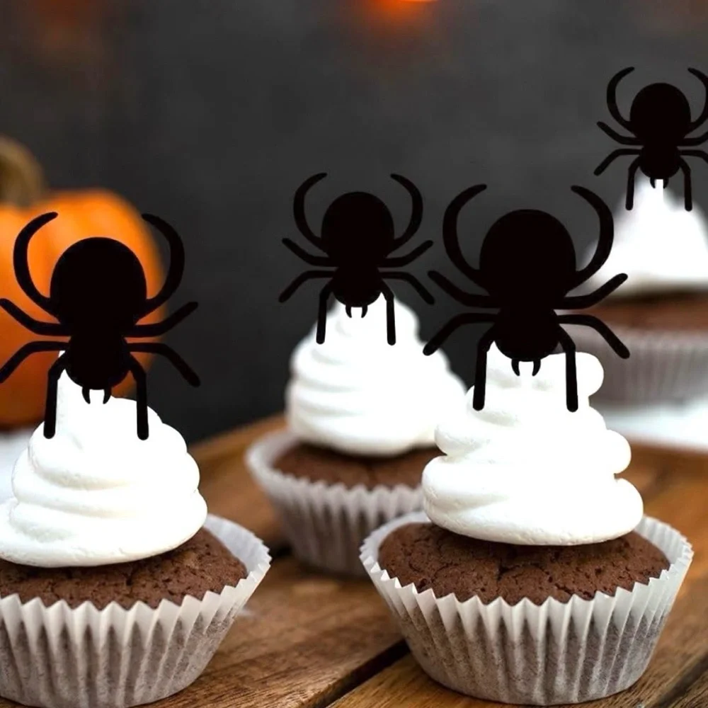 💞 New Pack of 12 Halloween Spider Cupcake Toppers